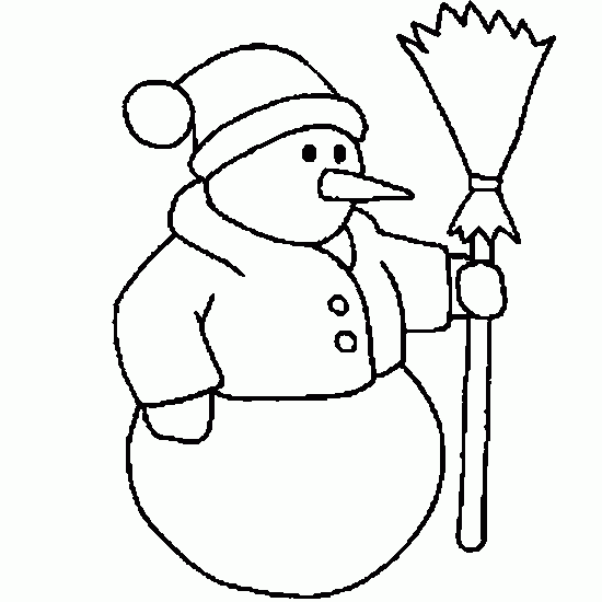 Dessin de Bonhomme de neige avec balai